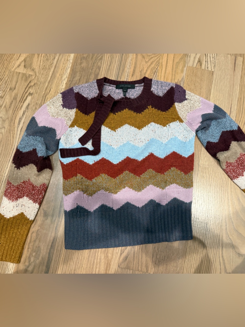 Marc Jacobs Purple and Mustard Zigzag Knit Sweater